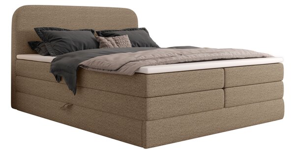 Boxspringová postel 140x200 VADLORA - světle hnědá + topper ZDARMA