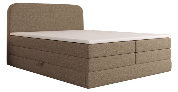 Boxspringová postel 140x200 VADLORA - světle hnědá + topper ZDARMA