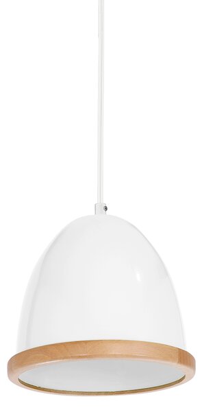 Závěsné svítidlo Studio, 1x dřevěné/bílé kovové stínítko, (fi 21cm), w/br