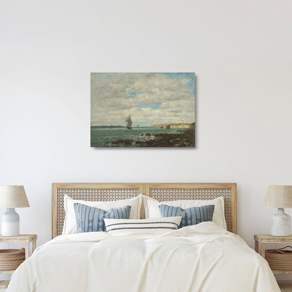 Skleněný obraz - Eugène Boudin, Coast of Brittany, reprodukce (70x50 cm)