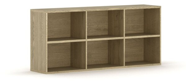 Nástěnná knihovna INTEGRO, 835 x 1750 x 400 mm, 6 polic, dub přírodní