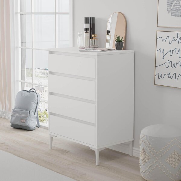 Komoda se 4 zásuvkami Rebecca Mobili Kemiri 98,5x72x45 Dřevotřísková deska PVC bílá Moderní