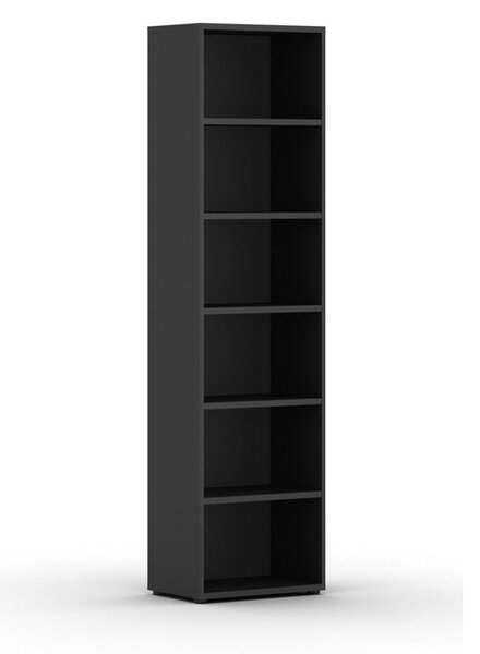 Knihovna INTEGRO, 2300 x 600 x 400 mm, 5 polic, grafit