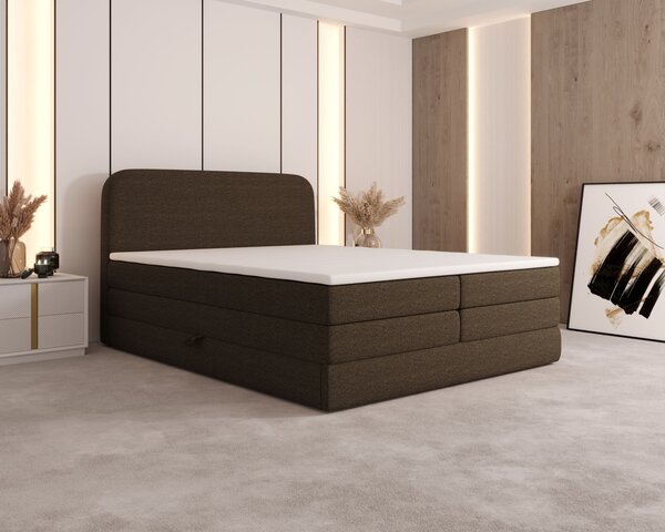 Boxspringová postel 140x200 VADLORA - tmavě hnědá + topper ZDARMA