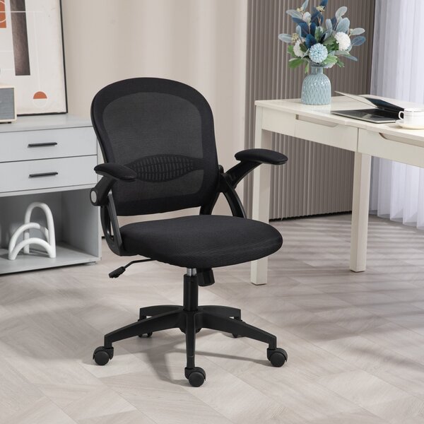 Ergonomická kancelářská židle Vinsetto s prodyšným opěradlem a měkkým sedákem, nastavitelná výška, 65,5x61,5x88-97,5 cm, černá | Aosom