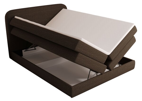 Boxspringová postel 140x200 VADLORA - tmavě hnědá + topper ZDARMA