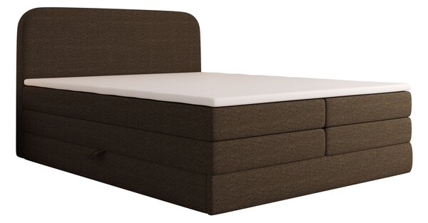 Boxspringová postel 140x200 VADLORA - tmavě hnědá + topper ZDARMA