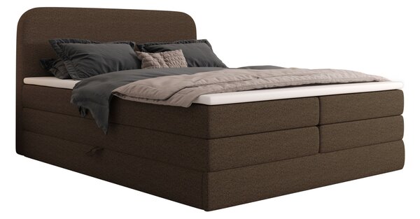 Boxspringová postel 140x200 VADLORA - tmavě hnědá + topper ZDARMA