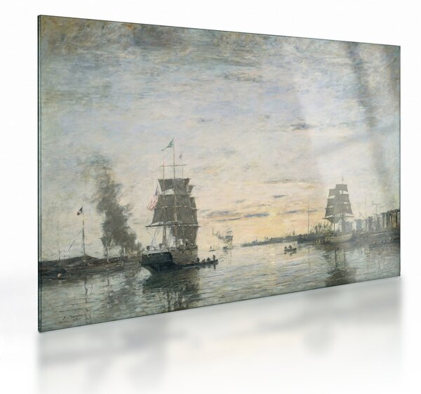 Skleněný obraz - Eugène Boudin, Entrance to the Harbor, Le Havre, reprodukce (70x50 cm)