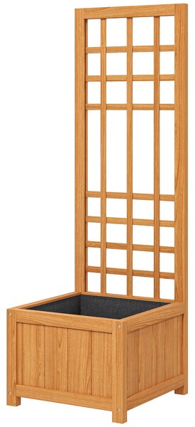 Outsunny Vyvýšený Zahradní Záhon s Trellis, Zahradní Květináč s Odvodňovacími Otvory a Prodyšnou Podložkou z Jedlového Dřeva, pro Květy a Zeleninu, 40