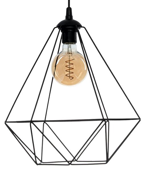 Závěsné svítidlo Basket, 1x černé drátěné stínítko, b