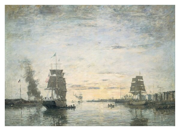 Skleněný obraz - Eugène Boudin, Entrance to the Harbor, Le Havre, reprodukce (70x50 cm)