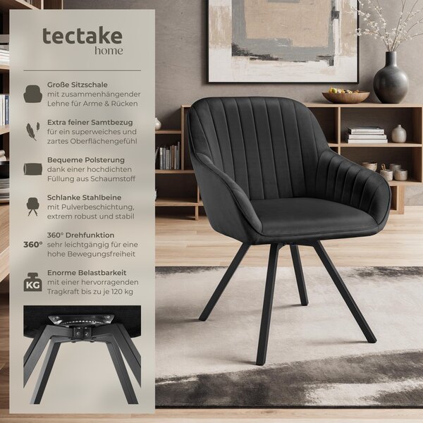 Tectake® Otočné křeslo Snug čalouněné, sametový vzhled 58 x 58 x 82 cm