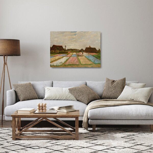 Skleněný obraz - Vincent van Gogh, Flower Beds in Holland, reprodukce (70x50 cm)