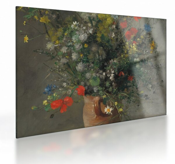 Skleněný obraz - Auguste Renoir, Flowers in a Vase, reprodukce (70x50 cm)