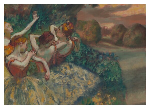 Skleněný obraz - Edgar Degas, Four Dancers, reprodukce (70x50 cm)
