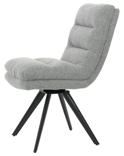 Sada 6 jídelních židlí HWC-G66, kuchyňská židle, otočná automatická poloha látka/textil bouclé MVG světle šedá