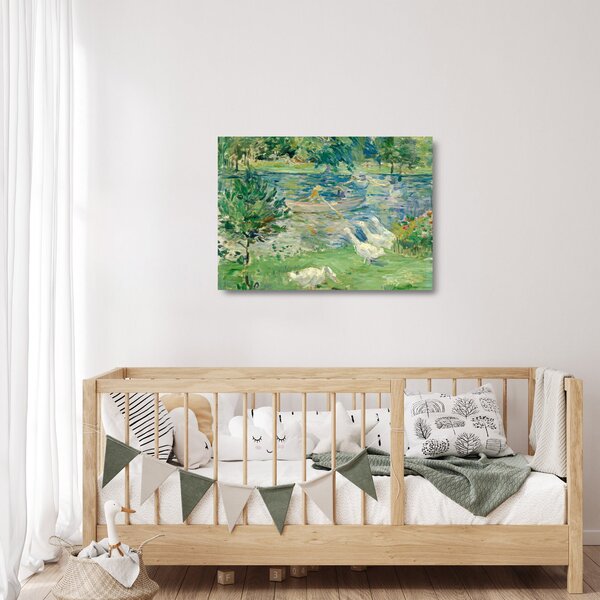 Skleněný obraz - Berthe Morisot, Girl in a Boat with Geese, reprodukce (70x50 cm)