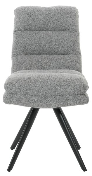 Sada 6 jídelních židlí HWC-G66, kuchyňská židle, otočná automatická poloha látka/textil bouclé MVG světle šedá