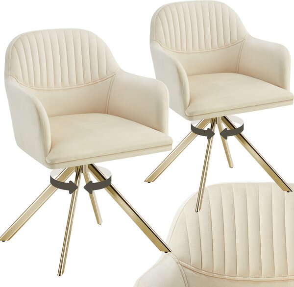 Tectake® sametová otočná židle Lona čalouněná 56 x 59 x 81 cm