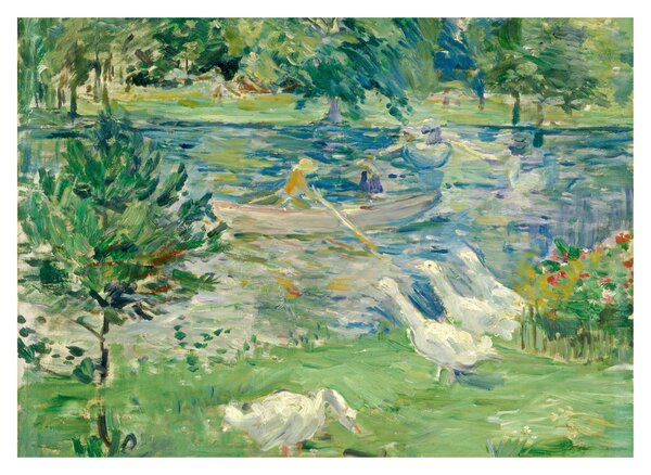 Skleněný obraz - Berthe Morisot, Girl in a Boat with Geese, reprodukce (70x50 cm)