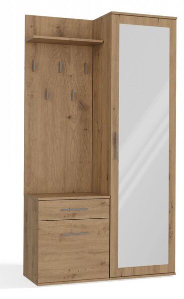 Úzká skříň se zrcadlem 50 cm RASMUS - dub artisan