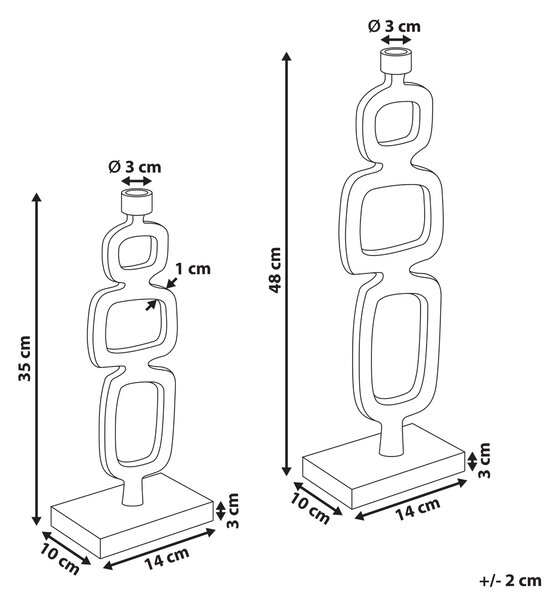 Sada 2 svícnů SIPANJE Kov 35/48 cm Černá