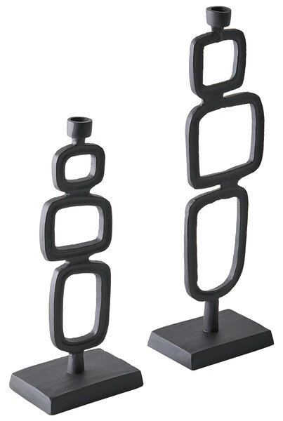 Sada 2 svícnů SIPANJE Kov 35/48 cm Černá