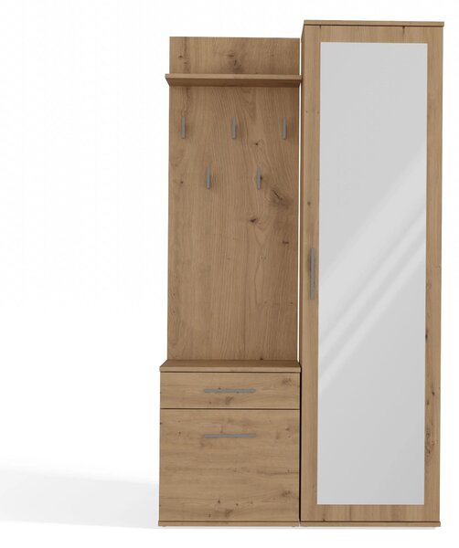 Úzká skříň se zrcadlem 50 cm RASMUS - dub artisan