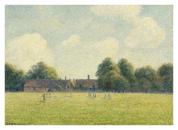 Skleněný obraz - Camille Pissarro, Hampton Court Green, reprodukce (70x50 cm)