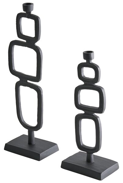 Sada 2 svícnů SIPANJE Kov 35/48 cm Černá
