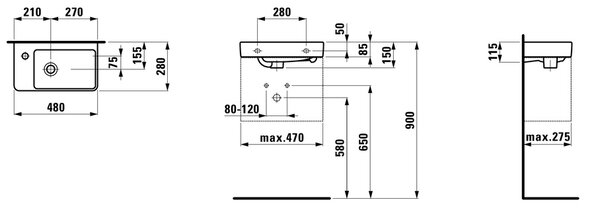 Laufen Pro S umyvadlo 48x28 cm obdélníkový klasický bílá lesk H8159550001041