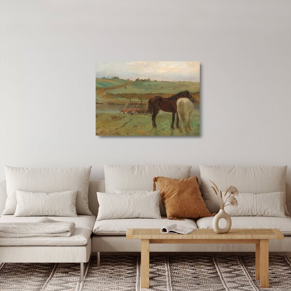 Skleněný obraz - Edgar Degas, Horses in a Meadow, reprodukce (70x50 cm)