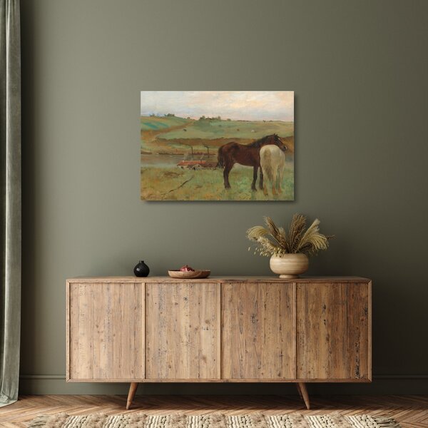 Skleněný obraz - Edgar Degas, Horses in a Meadow, reprodukce (70x50 cm)