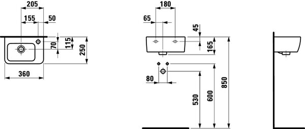 Laufen Pro A umyvadlo 36x25 cm obdélníkový klasický bílá lesk H8169550001061