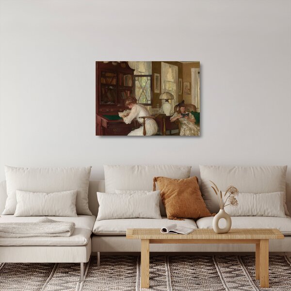 Skleněný obraz - Edmund Tarbell, Josephine and Mercie, reprodukce (70x50 cm)