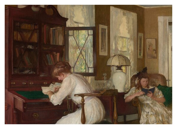 Skleněný obraz - Edmund Tarbell, Josephine and Mercie, reprodukce (70x50 cm)