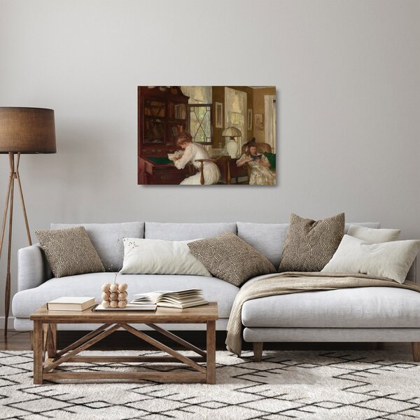 Skleněný obraz - Edmund Tarbell, Josephine and Mercie, reprodukce (70x50 cm)