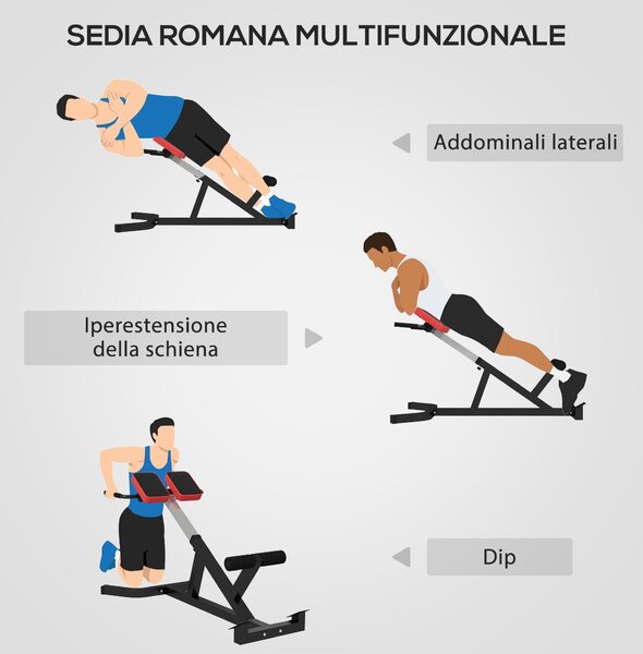 SPORTNOW římská židle s nadýchaným polstrováním a trojúhelníkovou ocelovou PU konstrukcí, 126x70x67-84 cm, Černá | Aosom