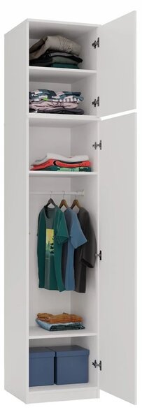 Šatní skříň s nástavbou 50 cm JOONAS - bílá
