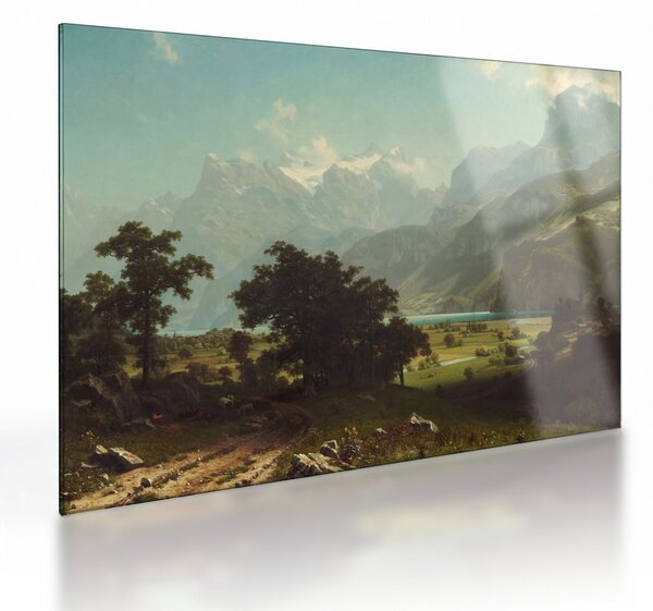 Skleněný obraz - Albert Bierstadt, Lake Lucerne, reprodukce (70x50 cm)