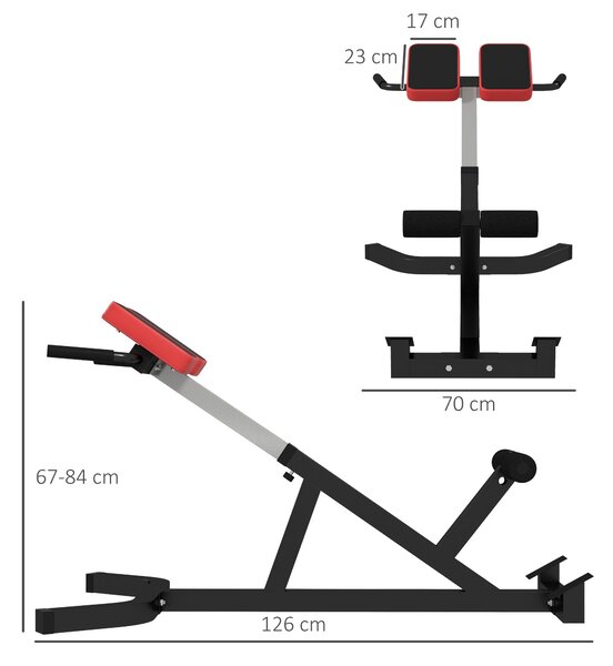 SPORTNOW římská židle s nadýchaným polstrováním a trojúhelníkovou ocelovou PU konstrukcí, 126x70x67-84 cm, Černá | Aosom