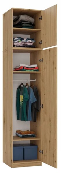 Šatní skříň s nástavbou 50 cm JOONAS - dub artisan