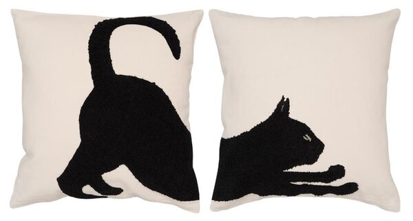 Povlak BLACK CAT - set 2 ks stretching cat smetanovočerná 45 x 45 cm