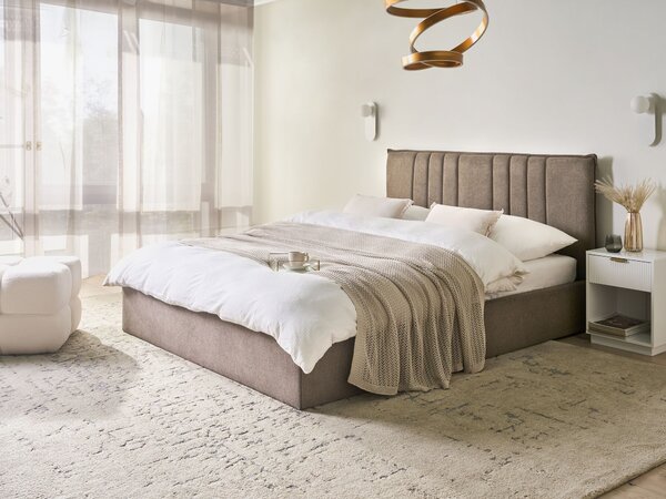 Postel s úložným prostorem TARASCON Tkanina Taupe 160 x 200 cm