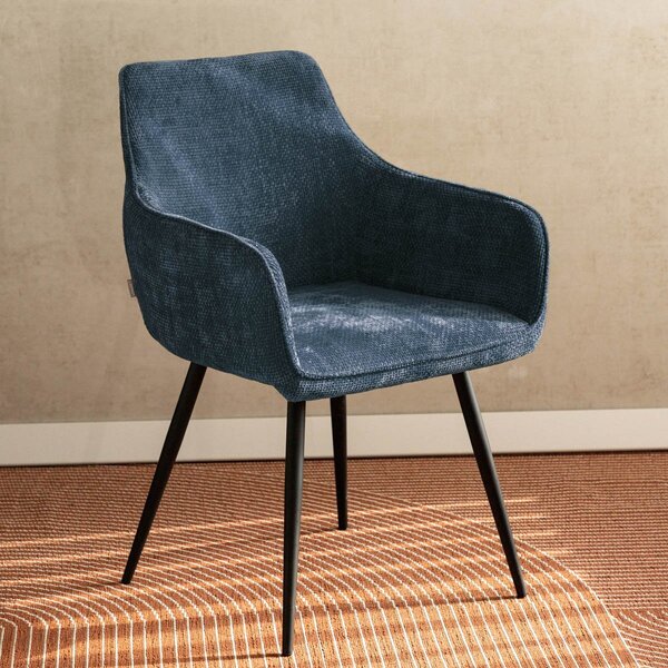 Židle do obývacího pokoje kancelářská židle čalouněná židle křeslo relaxační křeslo TV židle SATORI POP židle tmavě modrá 58x62x79cm HOMLA