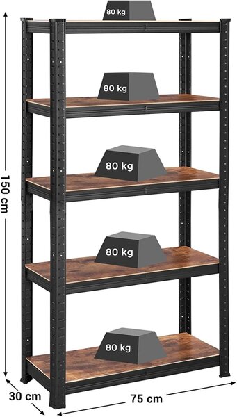 SONGMICS Regál Wera Lina 75x150 cm černý