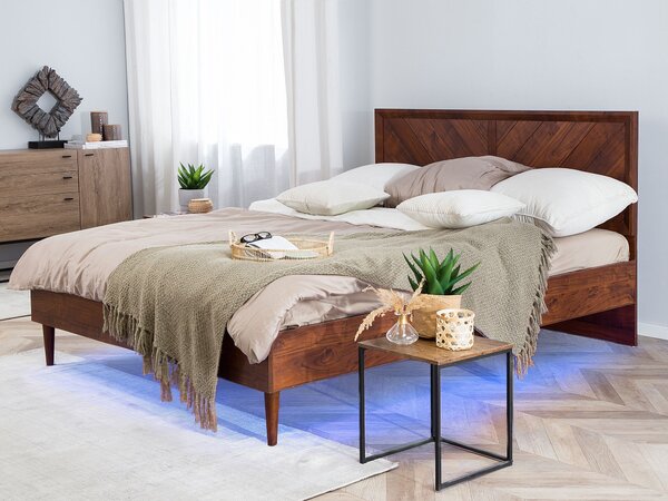 LED postel MIALET 180 x 200 cm Tmavě hnědá
