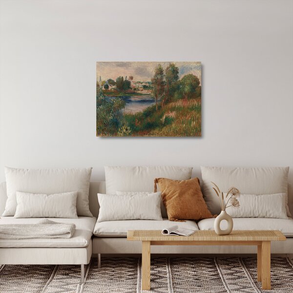 Skleněný obraz - Auguste Renoir, Landscape at Vetheuil, reprodukce (70x50 cm)