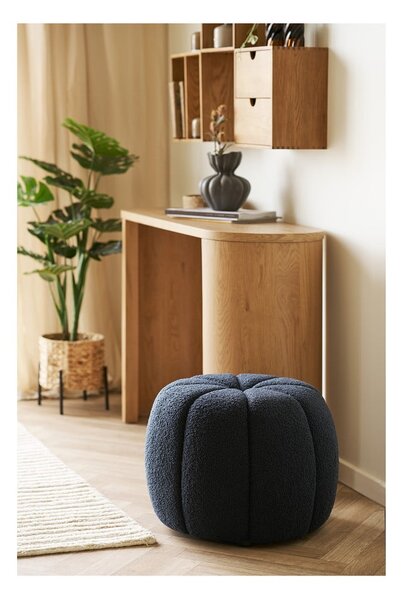 Tmavě modrý taburet z textilie bouclé Paisley – House Nordic